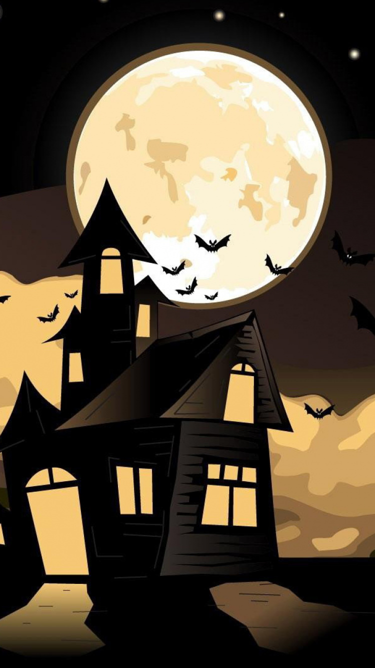 Обои мультфильм, иллюстрация, луна, арт, ночь в разрешении 750x1334