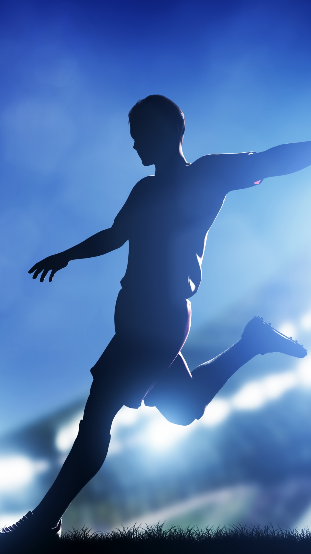 Обои Футбольный игрок, синий, футбол, атмосфера, облако в разрешении 1080x1920