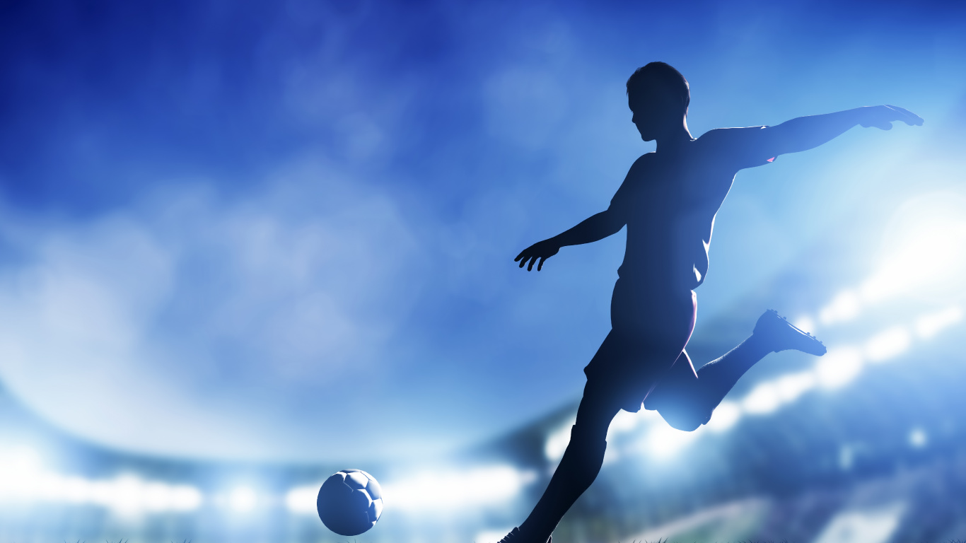 Обои Футбольный игрок, синий, футбол, атмосфера, облако в разрешении 1366x768