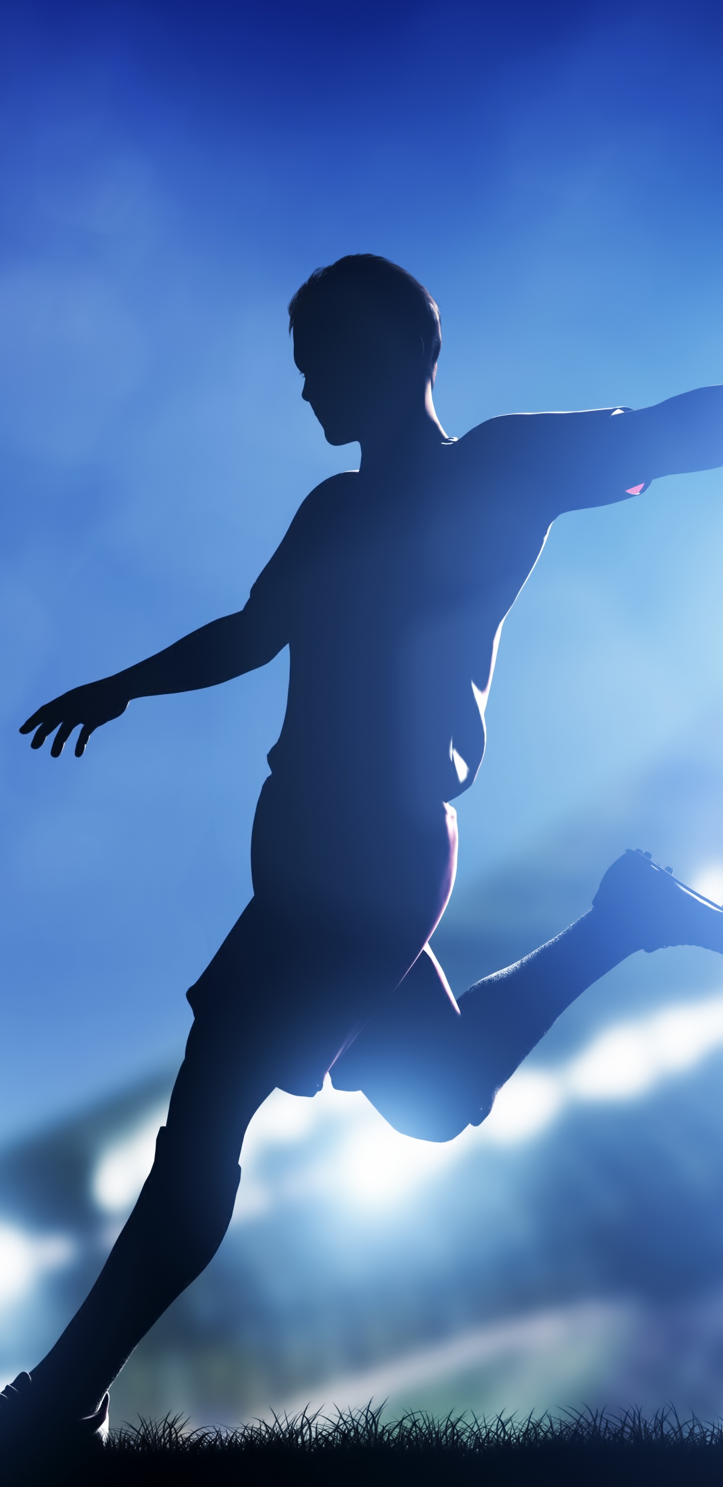 Обои Футбольный игрок, синий, футбол, атмосфера, облако в разрешении 1440x2960