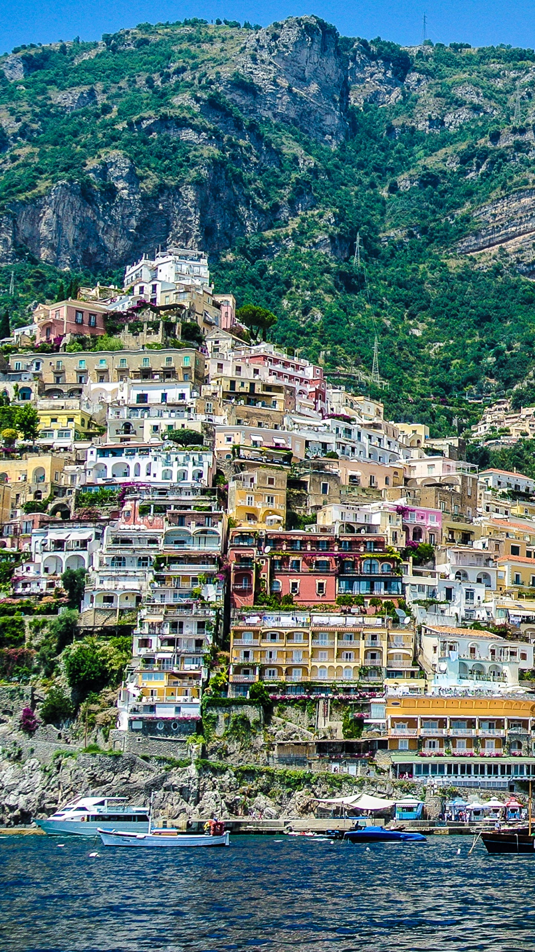 Обои Позитано, Побережье Амальфи - Италия, природный ландшафт, гора, вода в разрешении 1080x1920