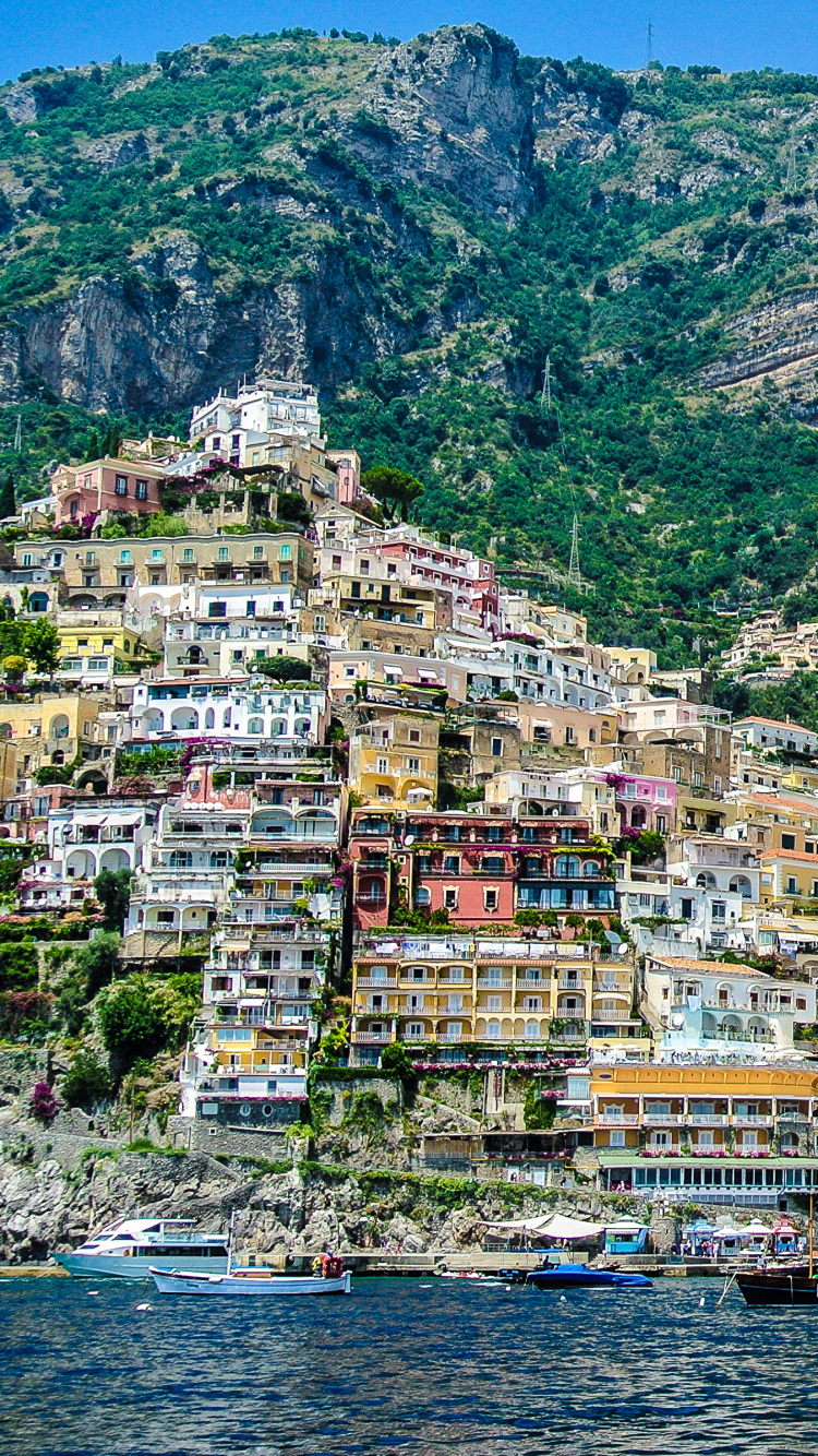 Обои Позитано, Побережье Амальфи - Италия, природный ландшафт, гора, вода в разрешении 750x1334