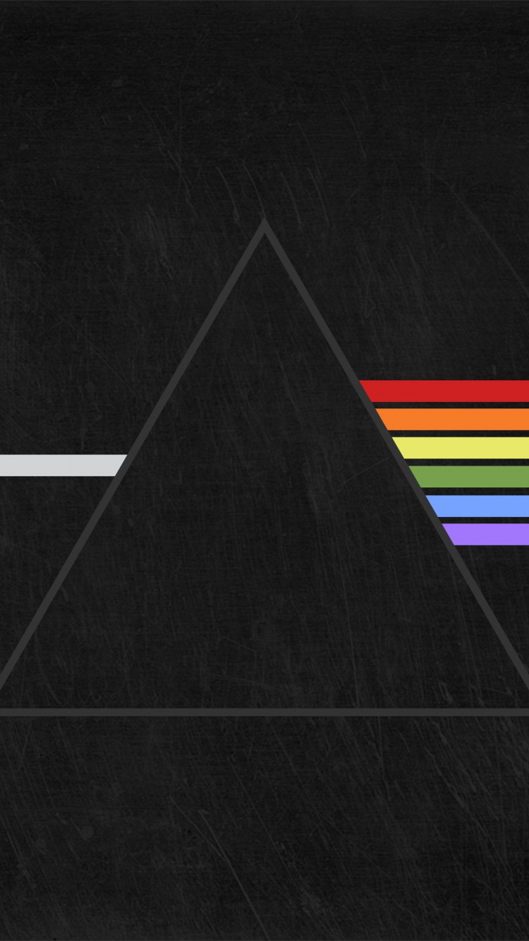 Обои Темная сторона Луны, Pink Floyd, призма, черный, линия в разрешении 750x1334