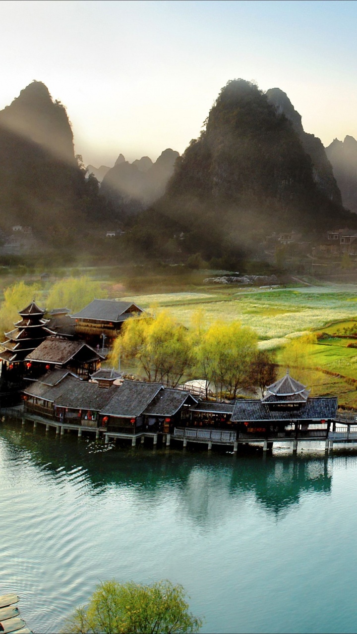 Обои БАМа Китай, БАМа Яо Автономный Уезд, природный ландшафт, природа, гидроресурсы в разрешении 720x1280