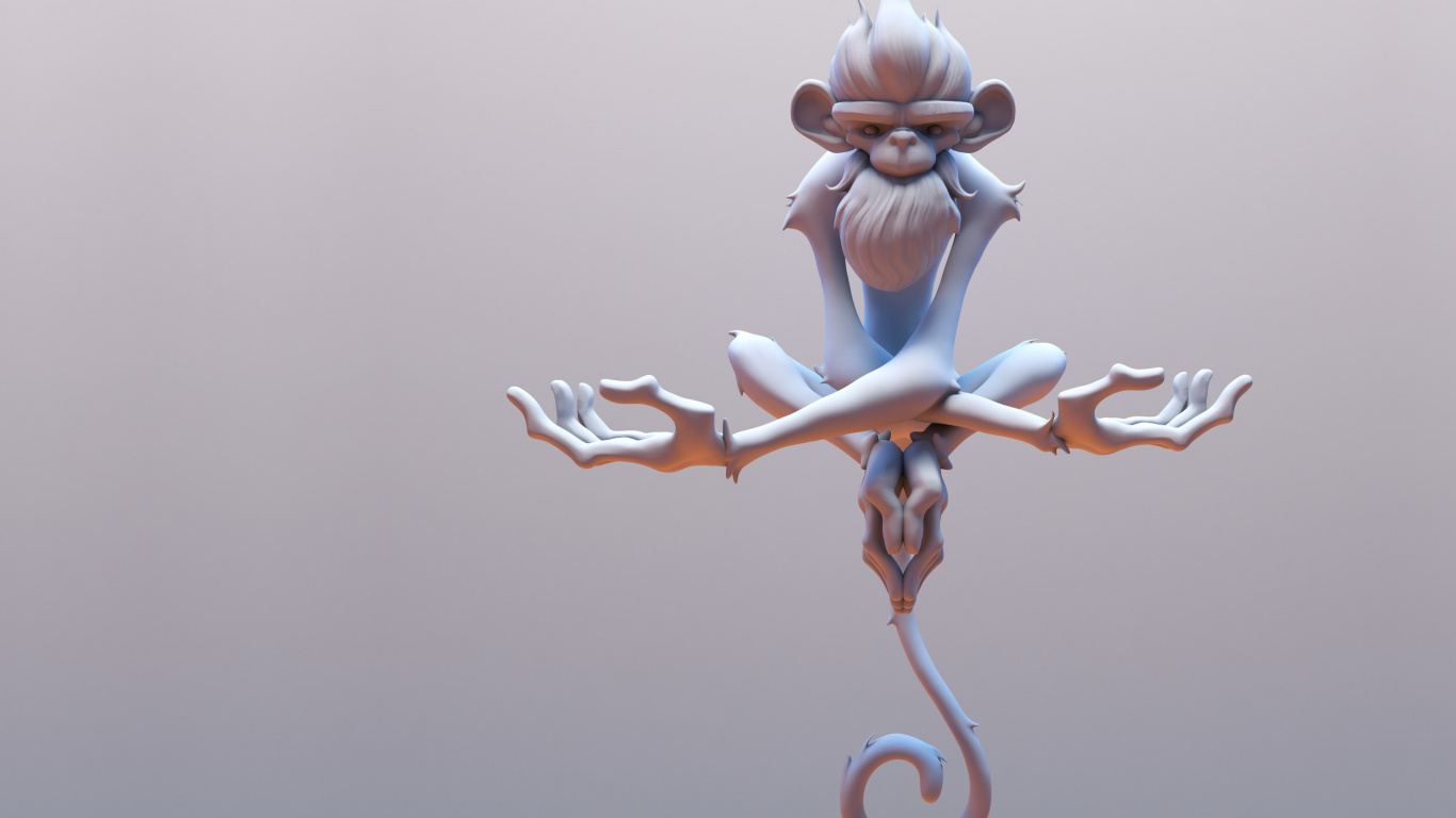 Обои арт, мультфильм, дизайн, обезьянка, фигурка в разрешении 1366x768