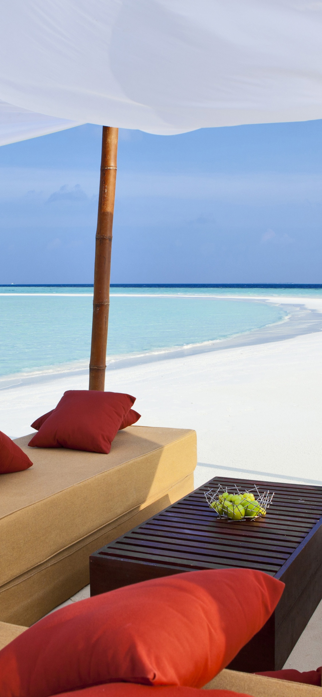 Обои Велассару Мальдивы, прибежище, пляж, путешествие, отпуск в разрешении 1125x2436