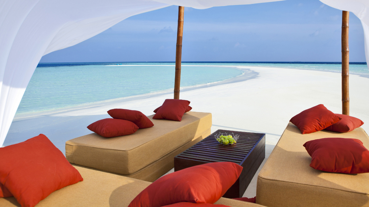 Обои Велассару Мальдивы, прибежище, пляж, путешествие, отпуск в разрешении 1280x720