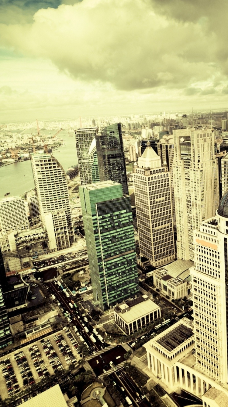 Обои городской пейзаж, город, городской район, небоскреб, мегаполис в разрешении 750x1334