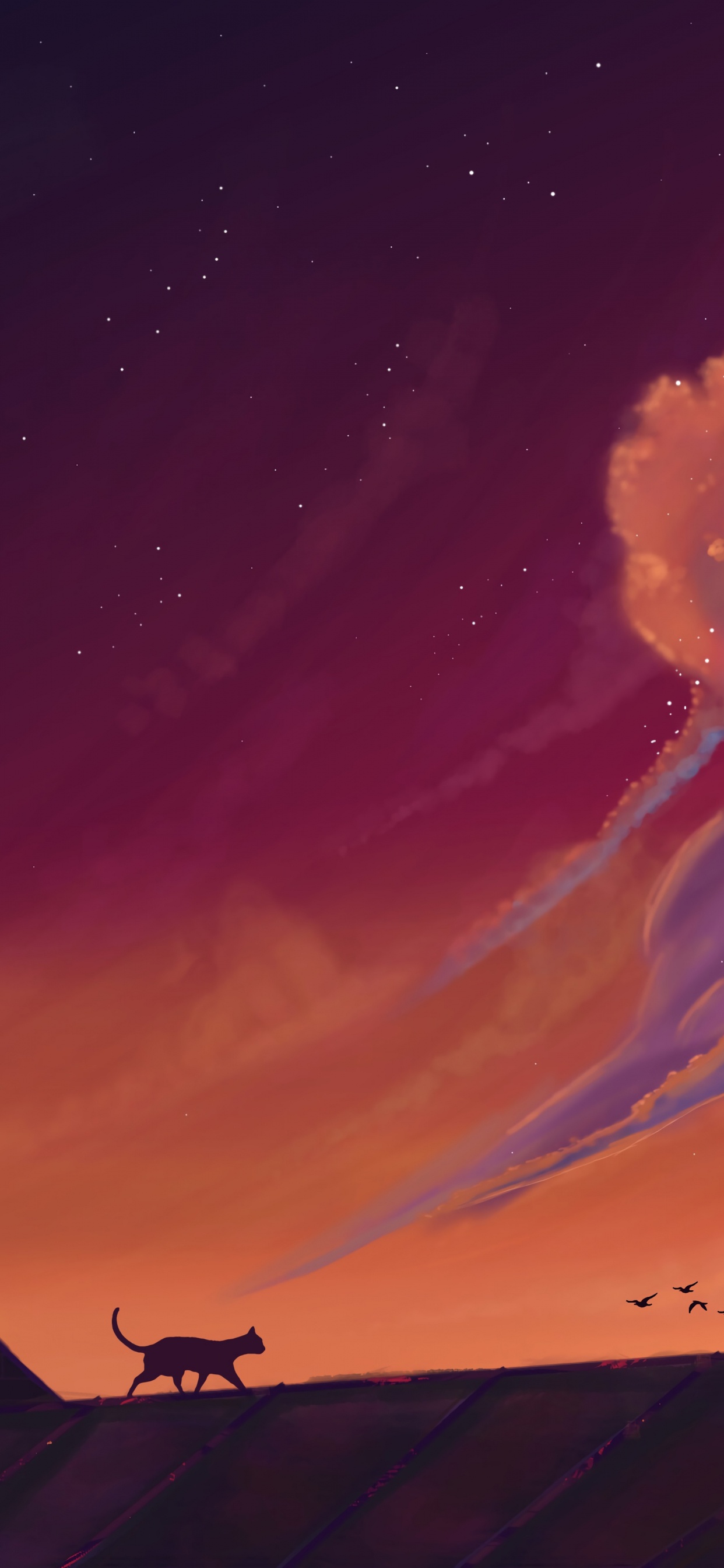 Обои окружающая среда, атмосфера, пейзаж, мультфильм, иллюстрация в разрешении 1242x2688