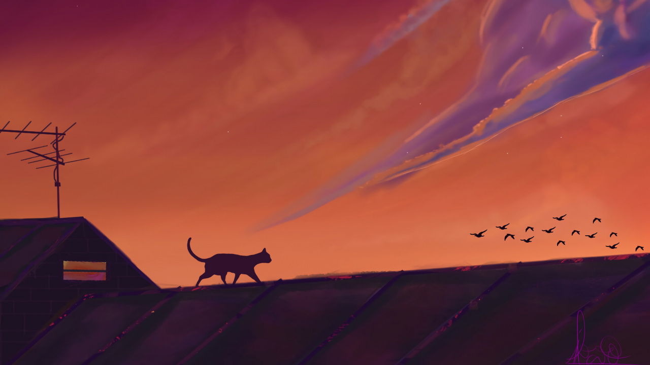 Обои окружающая среда, атмосфера, пейзаж, мультфильм, иллюстрация в разрешении 1280x720