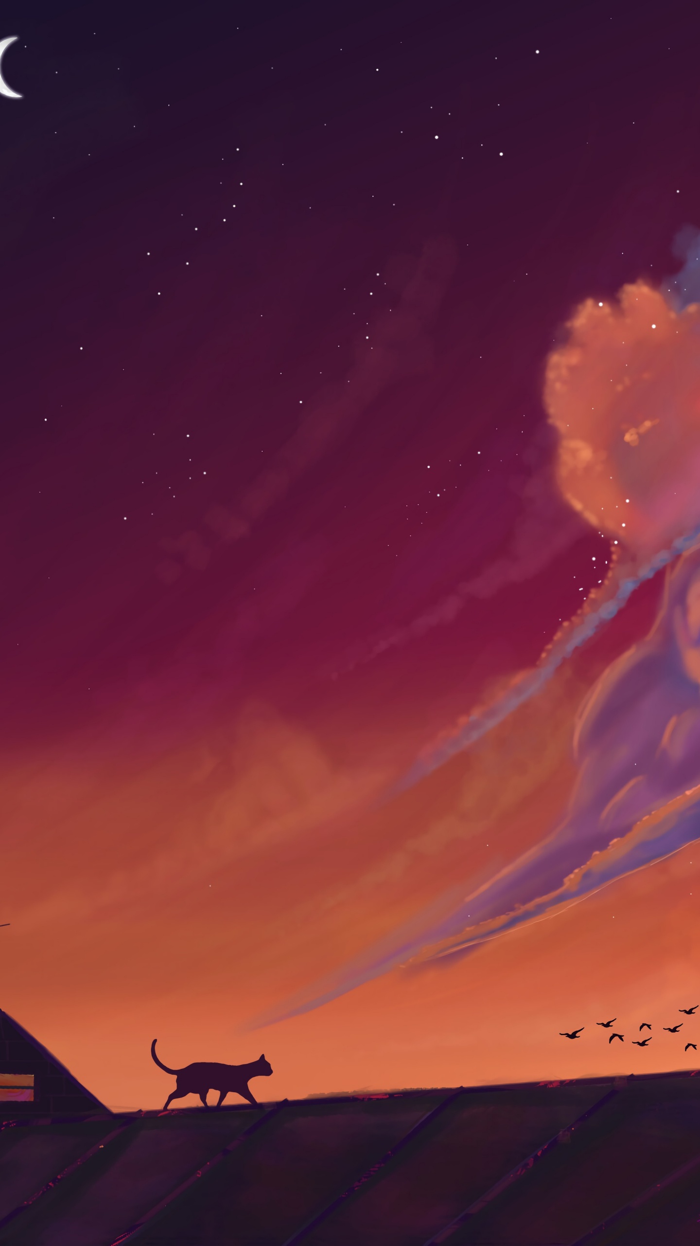 Обои окружающая среда, атмосфера, пейзаж, мультфильм, иллюстрация в разрешении 1440x2560