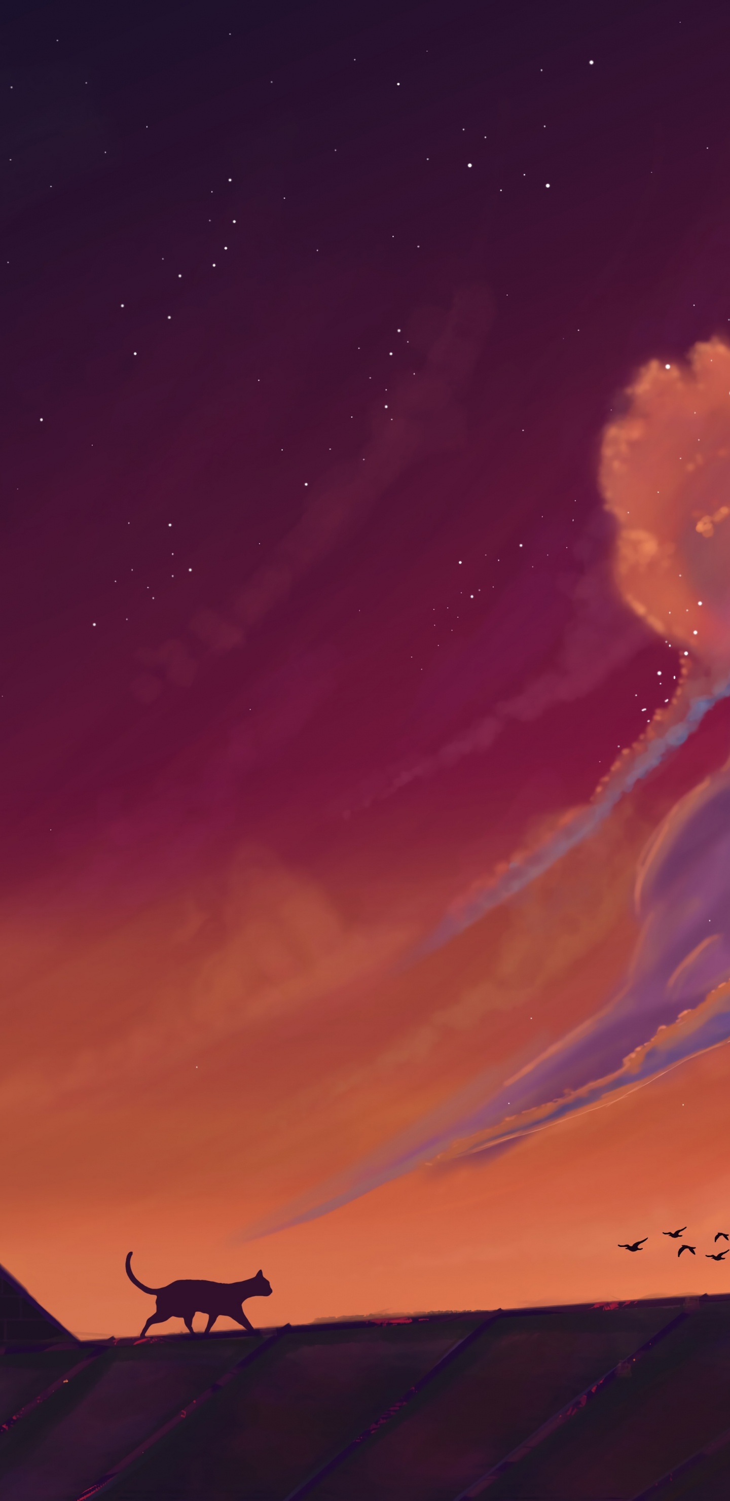 Обои окружающая среда, атмосфера, пейзаж, мультфильм, иллюстрация в разрешении 1440x2960