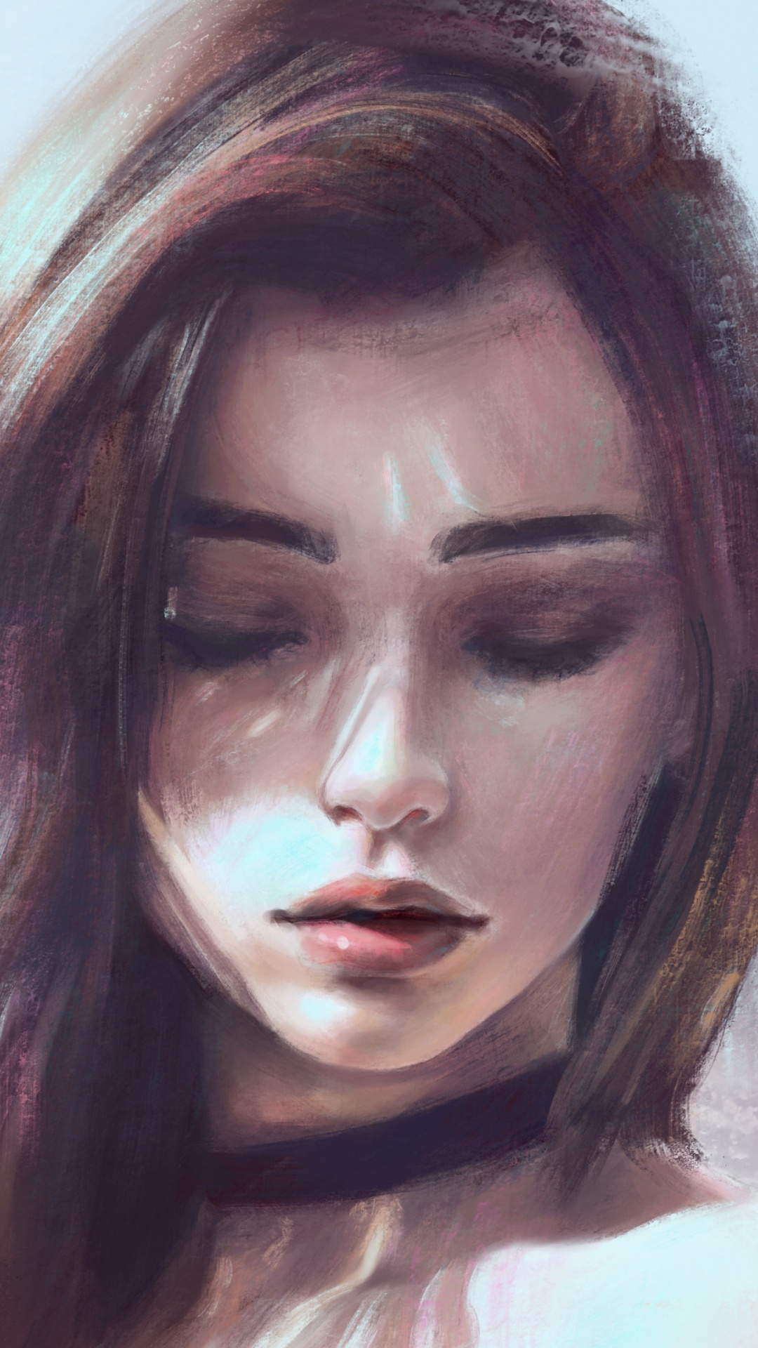 Обои цифровое искусство, произведение искусства, арт, волосы, лицо в разрешении 1080x1920