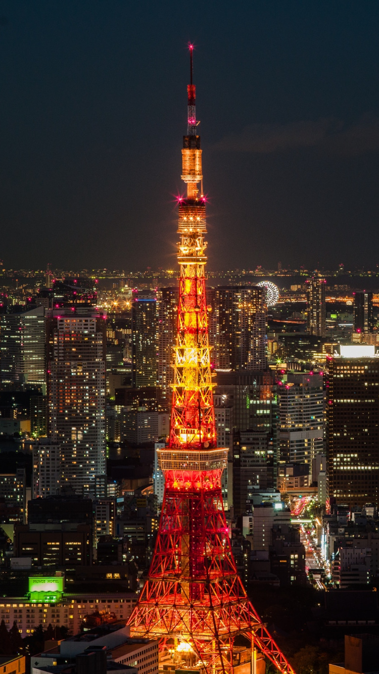 Обои Токио, токийская башня, городской пейзаж, город, городской район в разрешении 750x1334