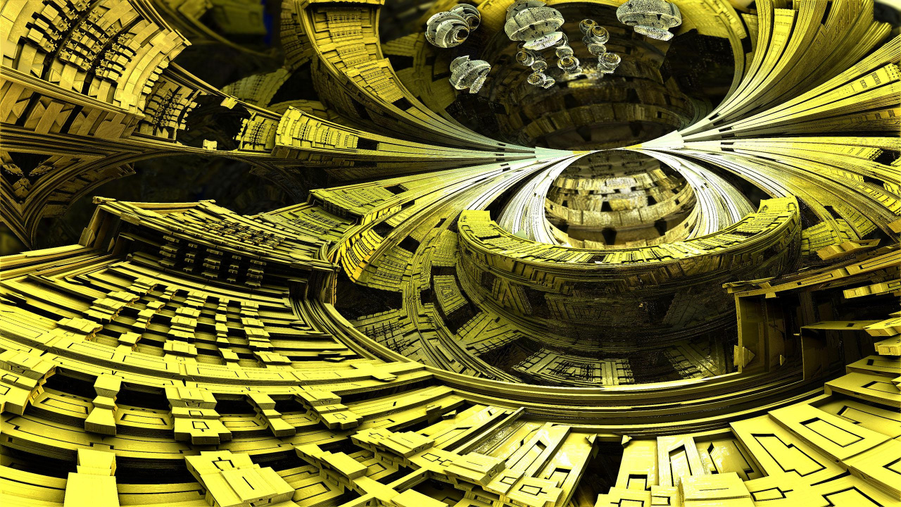 Обои ориентир, свет, черный, желтый, арт в разрешении 1280x720