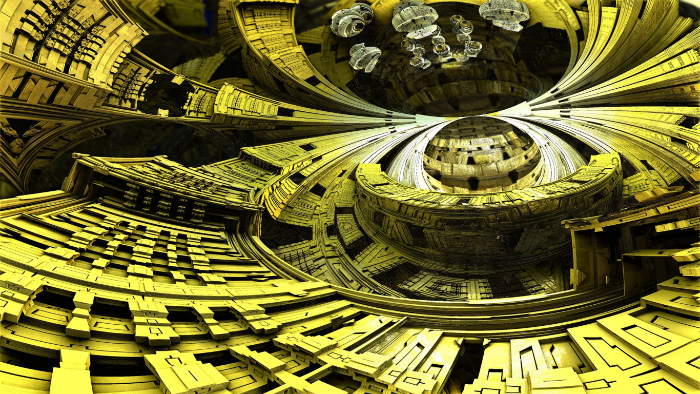 Обои ориентир, свет, черный, желтый, арт в разрешении 1366x768