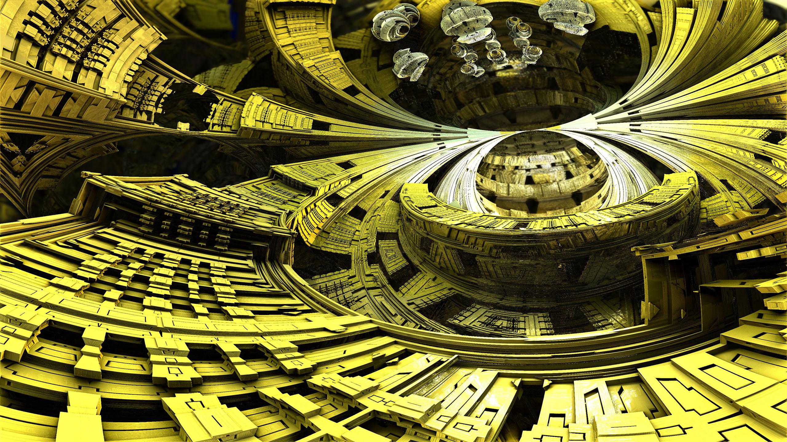 Обои ориентир, свет, черный, желтый, арт в разрешении 2560x1440