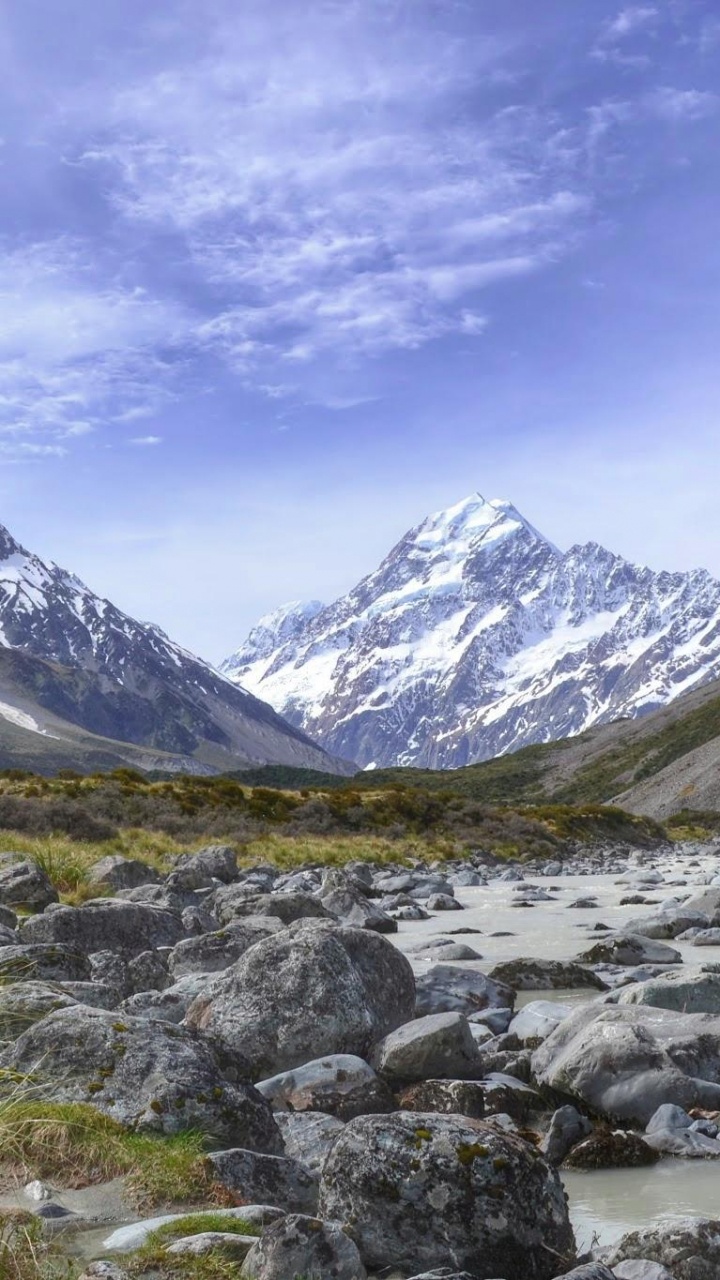 Обои аораки Маунт Кук, национальный парк, гора, горный хребет, горный рельеф в разрешении 720x1280