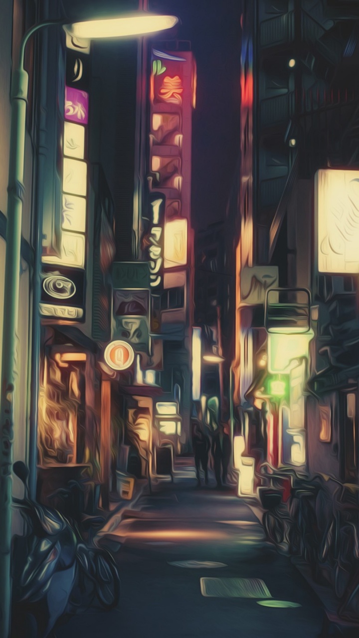 Обои улица, аллея, ночь, дорога, полночь в разрешении 720x1280