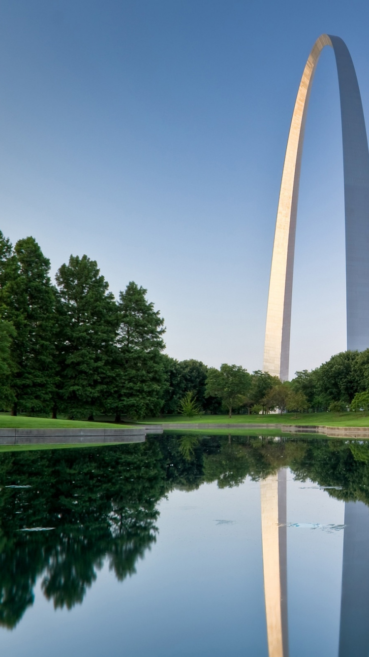 Обои памятник, отражение, отражающий бассейн, природа, вода в разрешении 750x1334