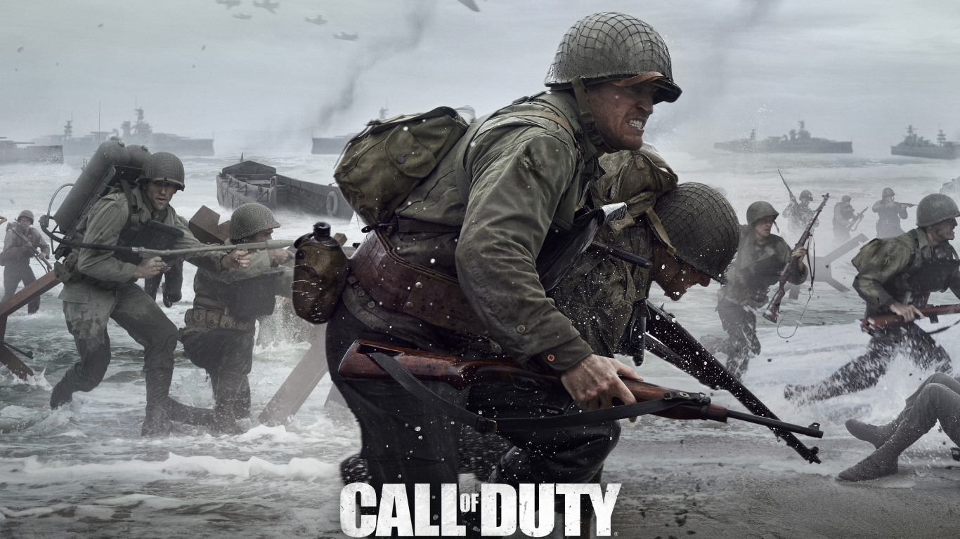 Обои служебный долг 2мв, Call of Duty WWII, солдат, армия, военнослужащие в разрешении 1366x768
