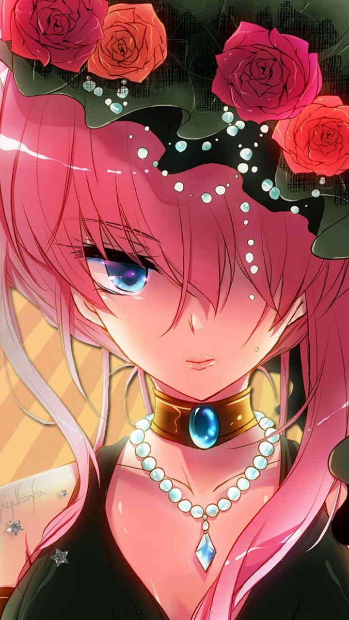 Обои аниме, розовый, мультфильм, химэ вырезать, длинные волосы в разрешении 720x1280