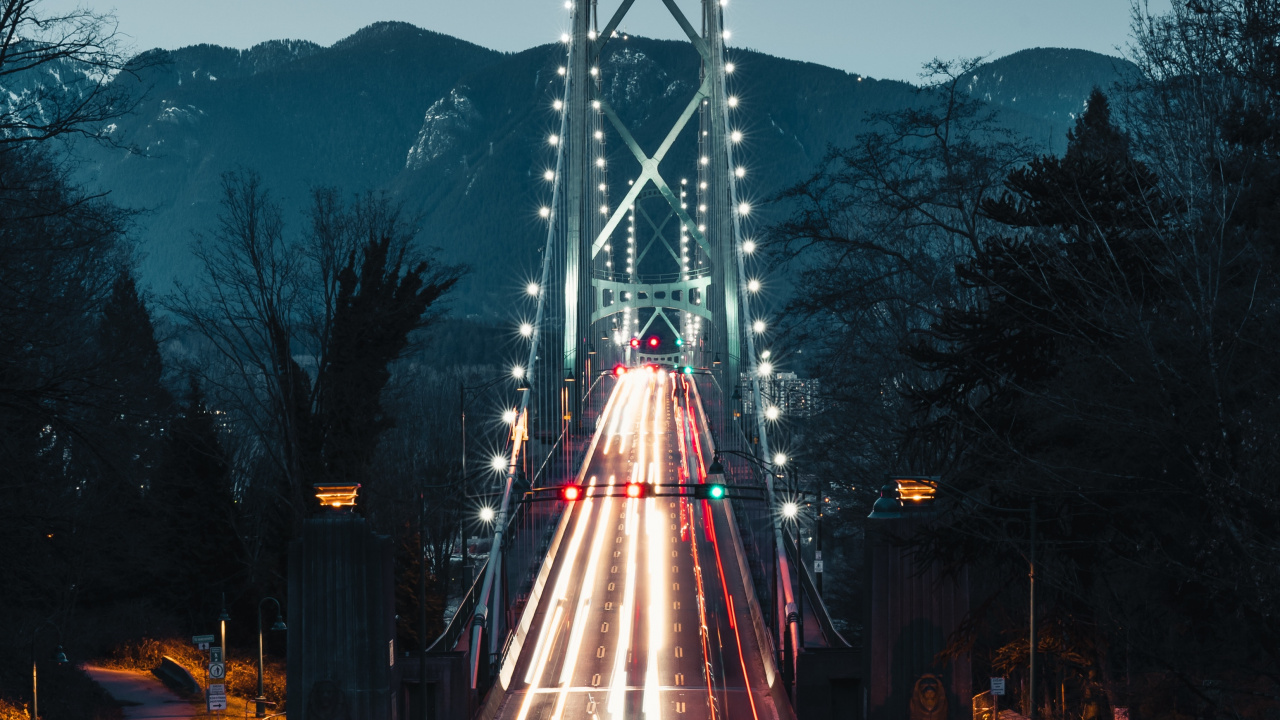 Обои мост Львиные ворота, мост Golden Gate, мост, ориентир, свет в разрешении 1280x720