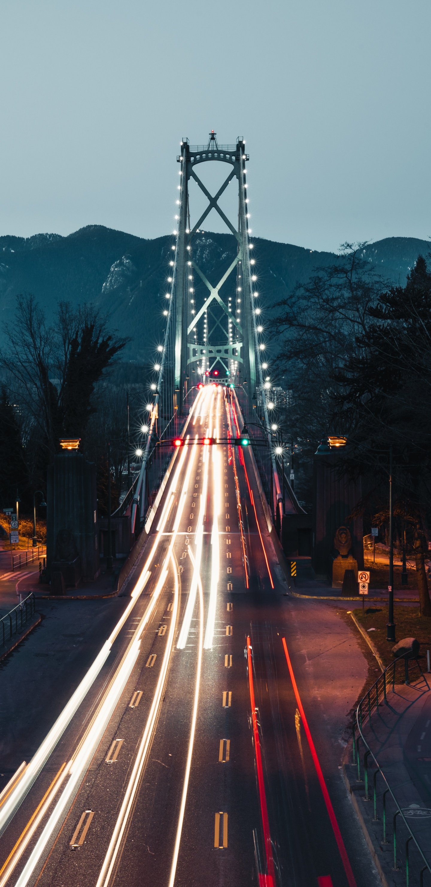 Обои мост Львиные ворота, мост Golden Gate, мост, ориентир, свет в разрешении 1440x2960