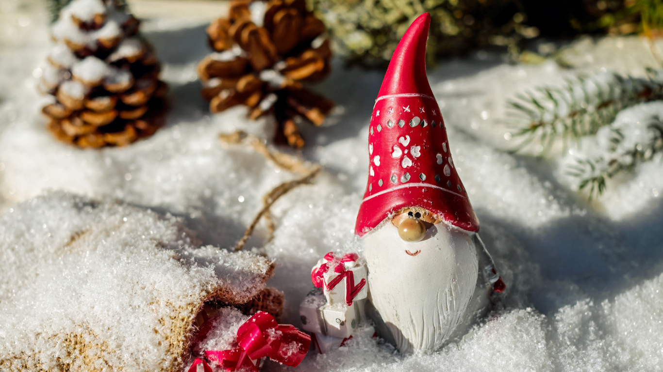Обои Рождественский день, Санта-Клаус, Рождественские украшения, рождественский орнамент, Рождество в разрешении 1366x768