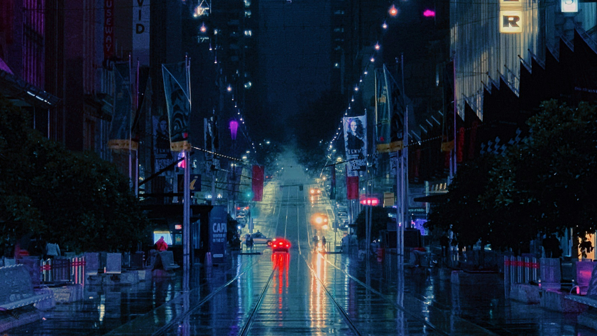 Обои город, городской пейзаж, постер, городской район, дорога в разрешении 1920x1080