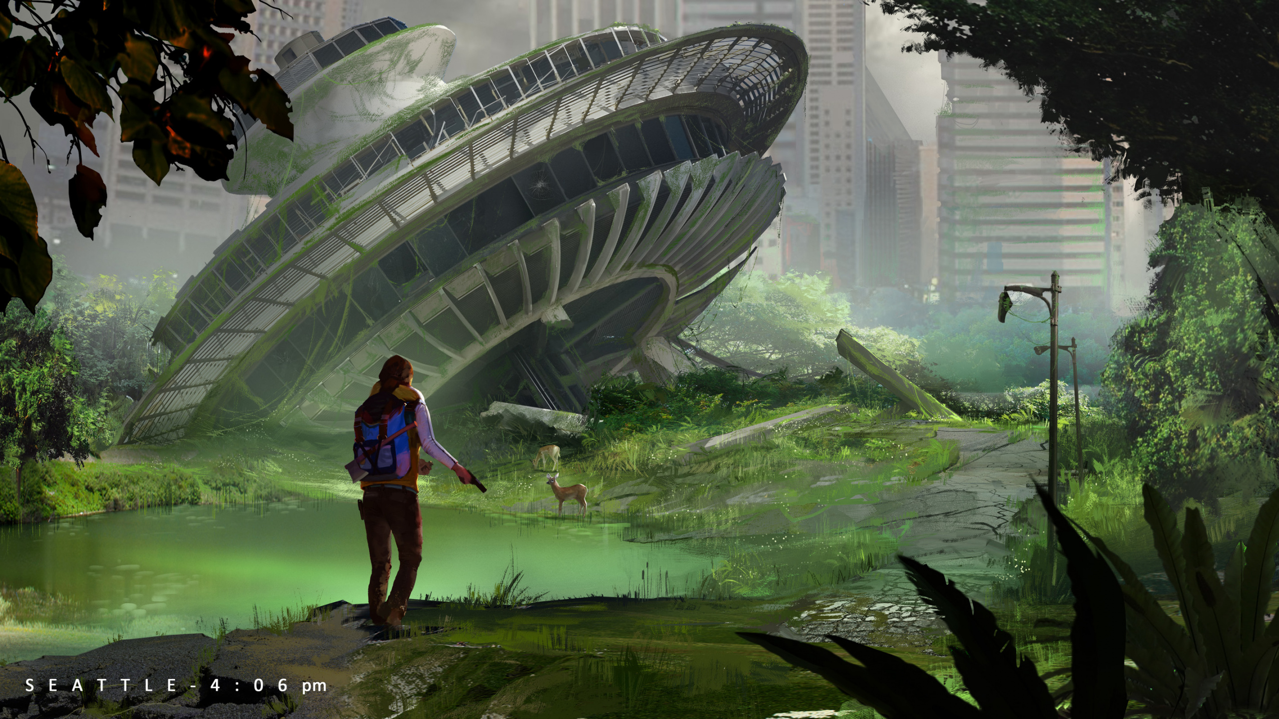 Обои The Last of Us Часть 2, the last of us, Элли, игривый щенок, ужаса выживания в разрешении 2560x1440