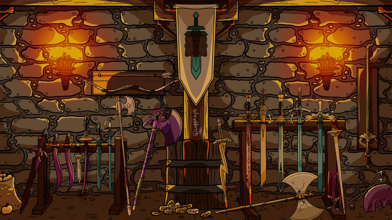 Обои арсенал техноблейдов, иллюстрация, окно, древесина, ткань в разрешении 1366x768