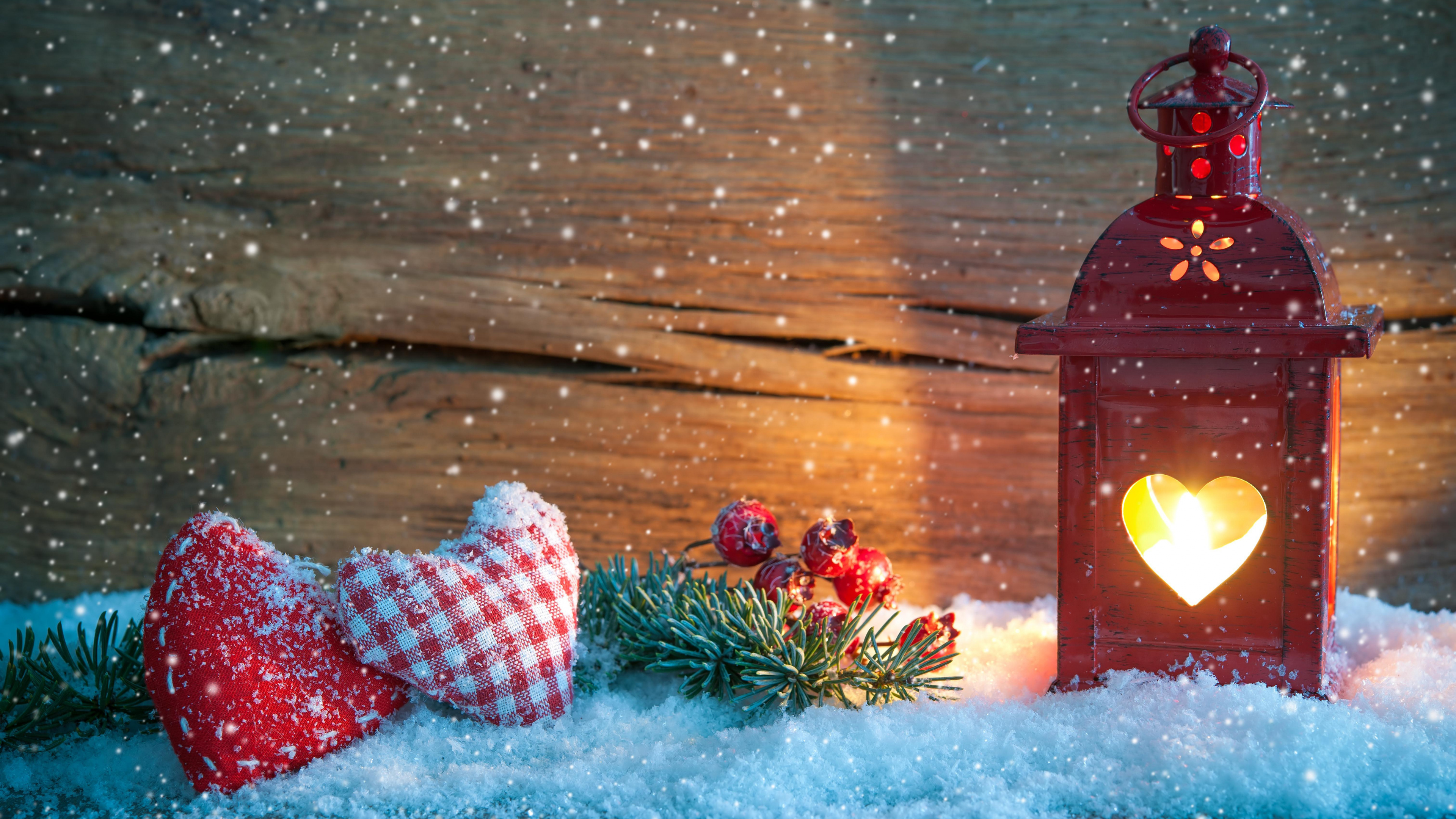 Обои Рождественский фонарь, Рождественский день, фонарь, зима, освещение в разрешении 3840x2160