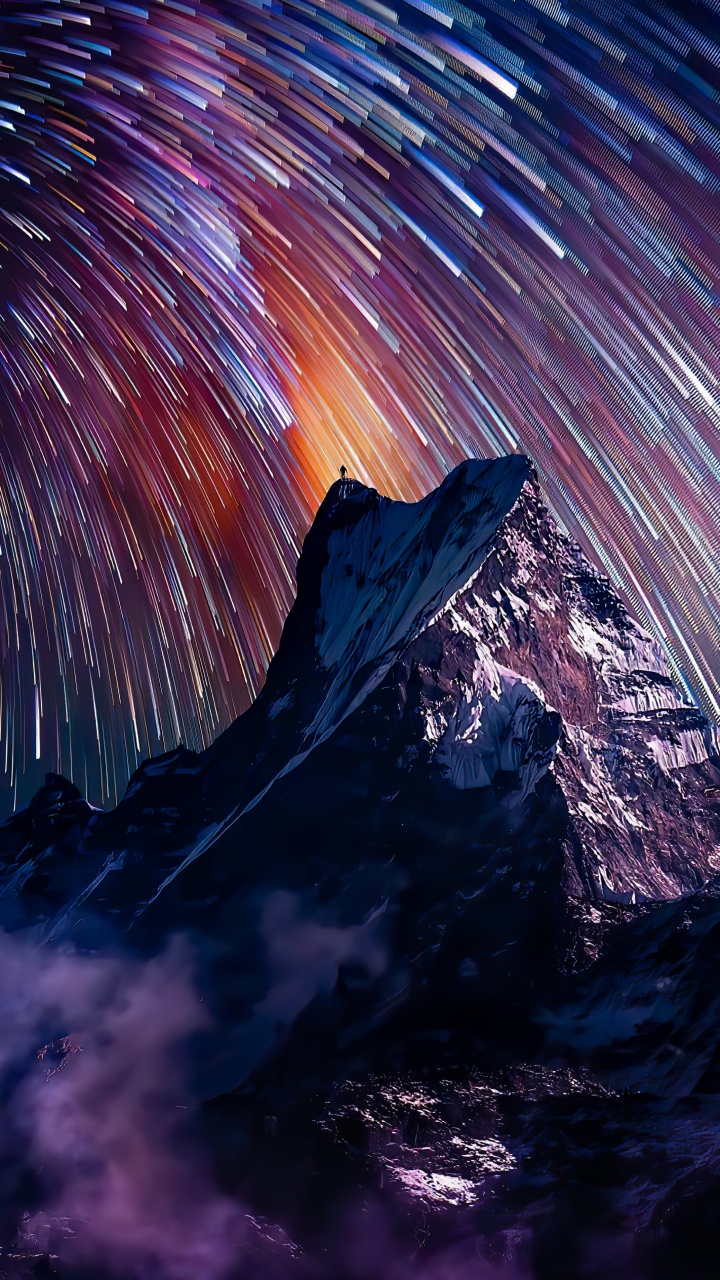 Обои ночь, ночное небо, атмосфера, мир, природный ландшафт в разрешении 720x1280