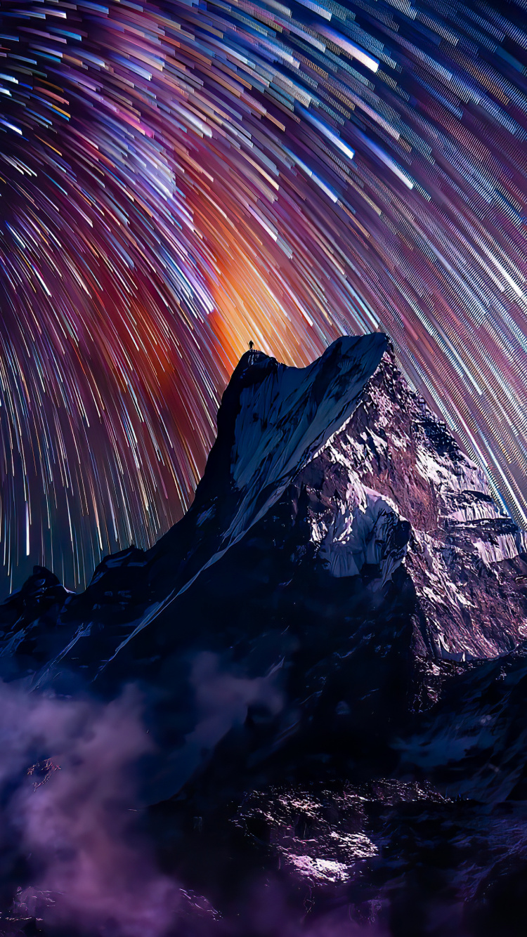 Обои ночь, ночное небо, атмосфера, мир, природный ландшафт в разрешении 750x1334