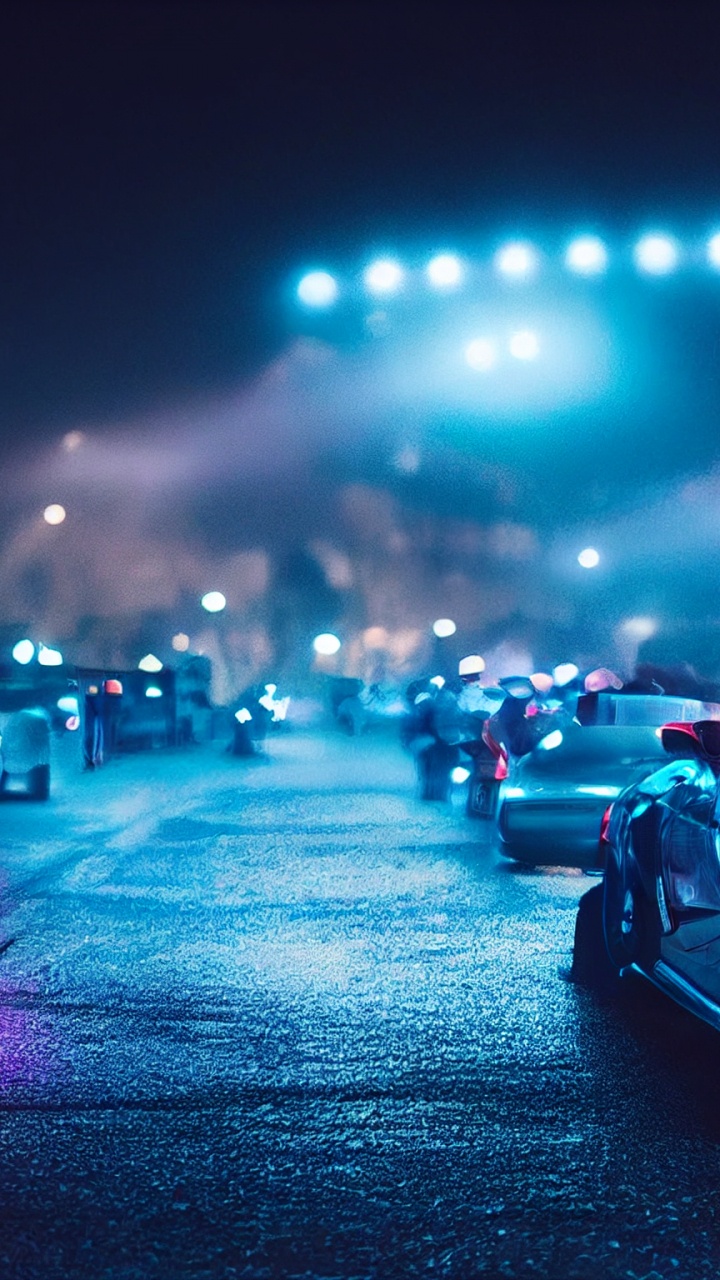 Обои ночь, легковые автомобили, A-сегмента, суперкар, автомобильное освещение в разрешении 720x1280