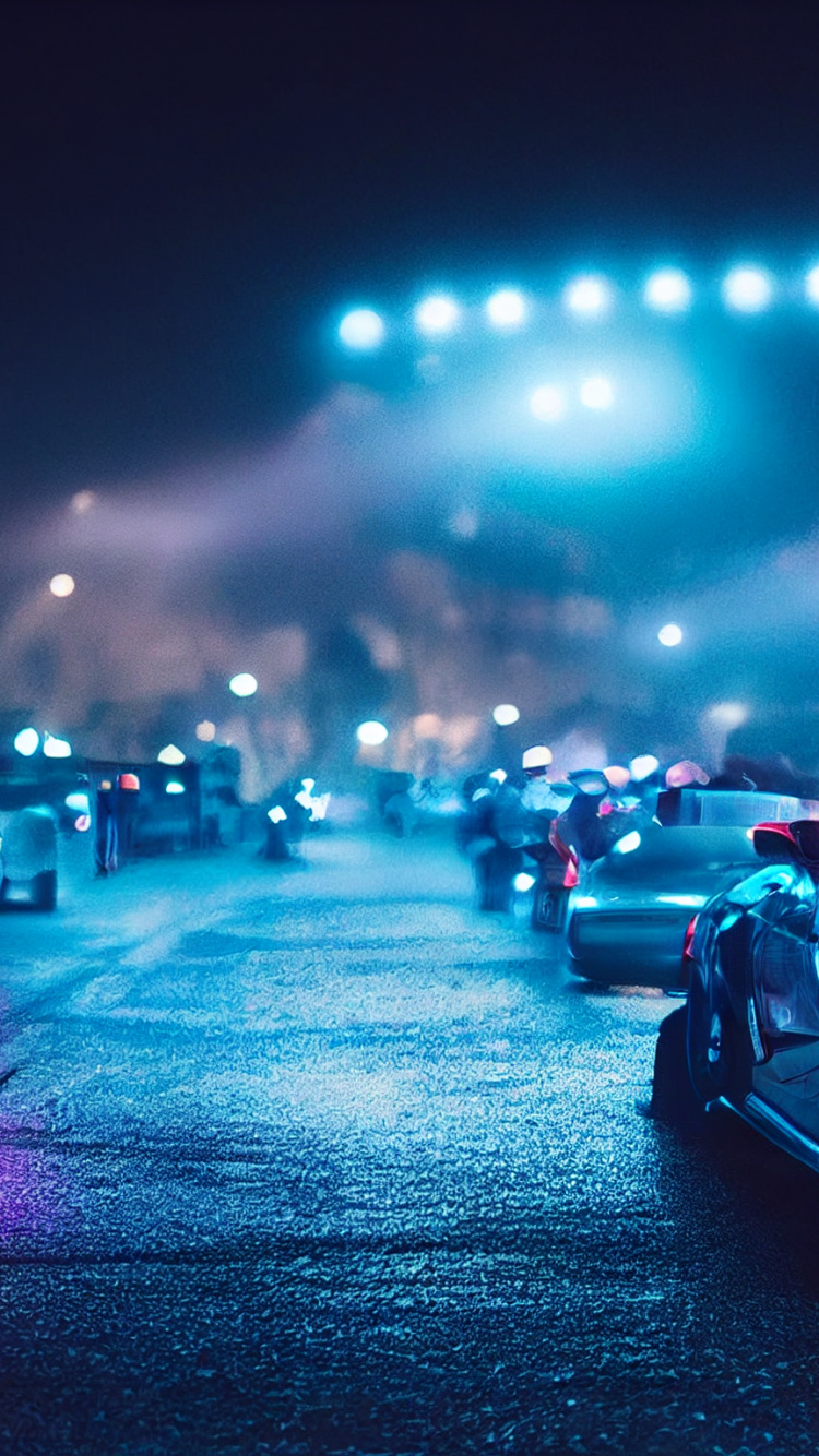 Обои ночь, легковые автомобили, A-сегмента, суперкар, автомобильное освещение в разрешении 750x1334