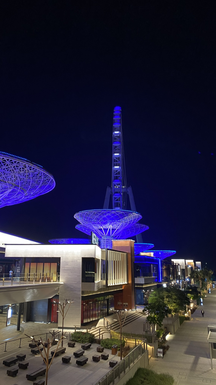 Обои Дубай, ориентир, мажорель синий, ночь, вышка в разрешении 750x1334