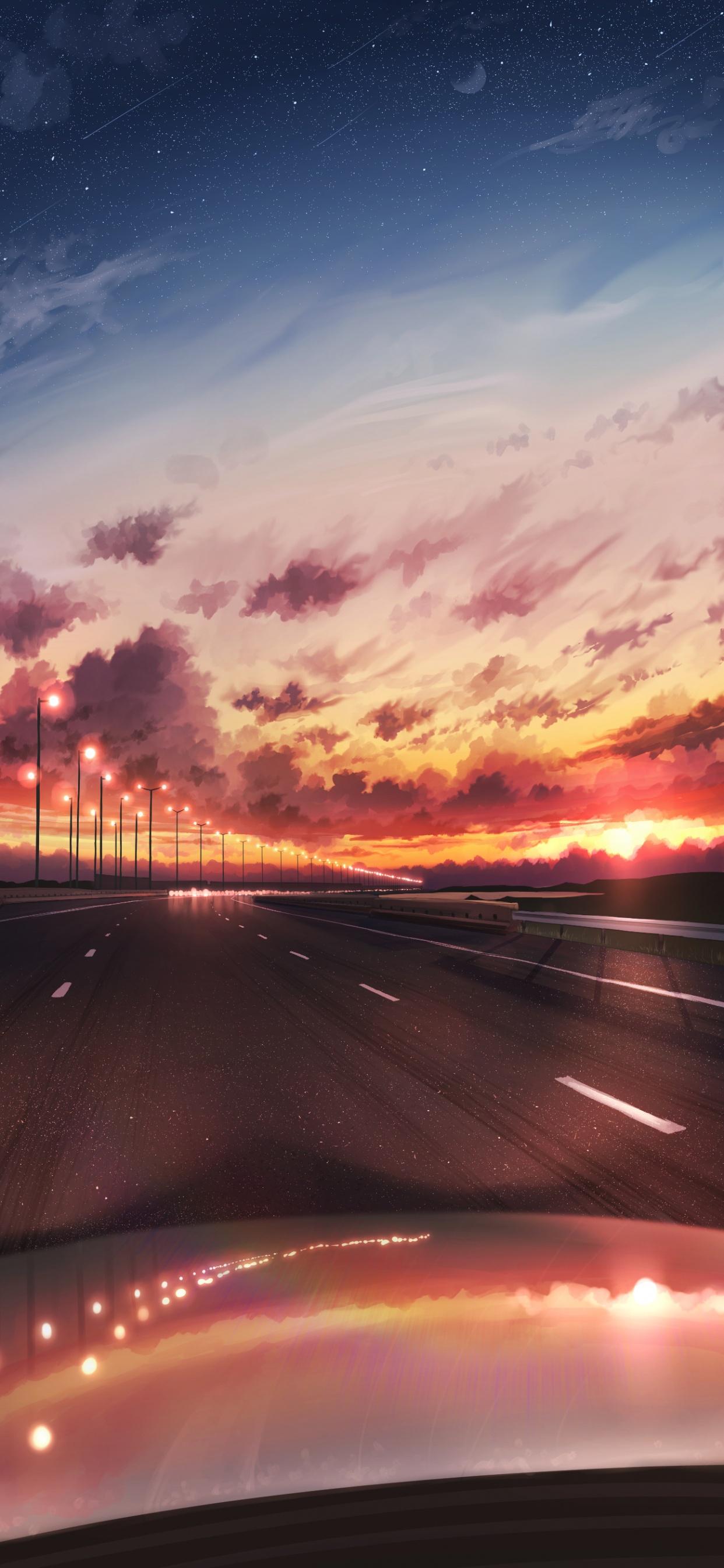 Обои закат, горизонт, вечер, сумрак, атмосфера в разрешении 1242x2688