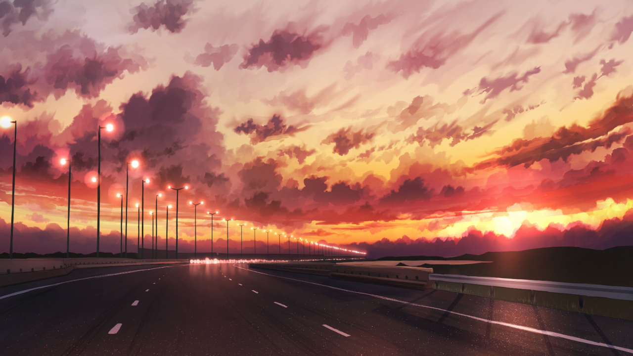 Обои закат, горизонт, вечер, сумрак, атмосфера в разрешении 1280x720