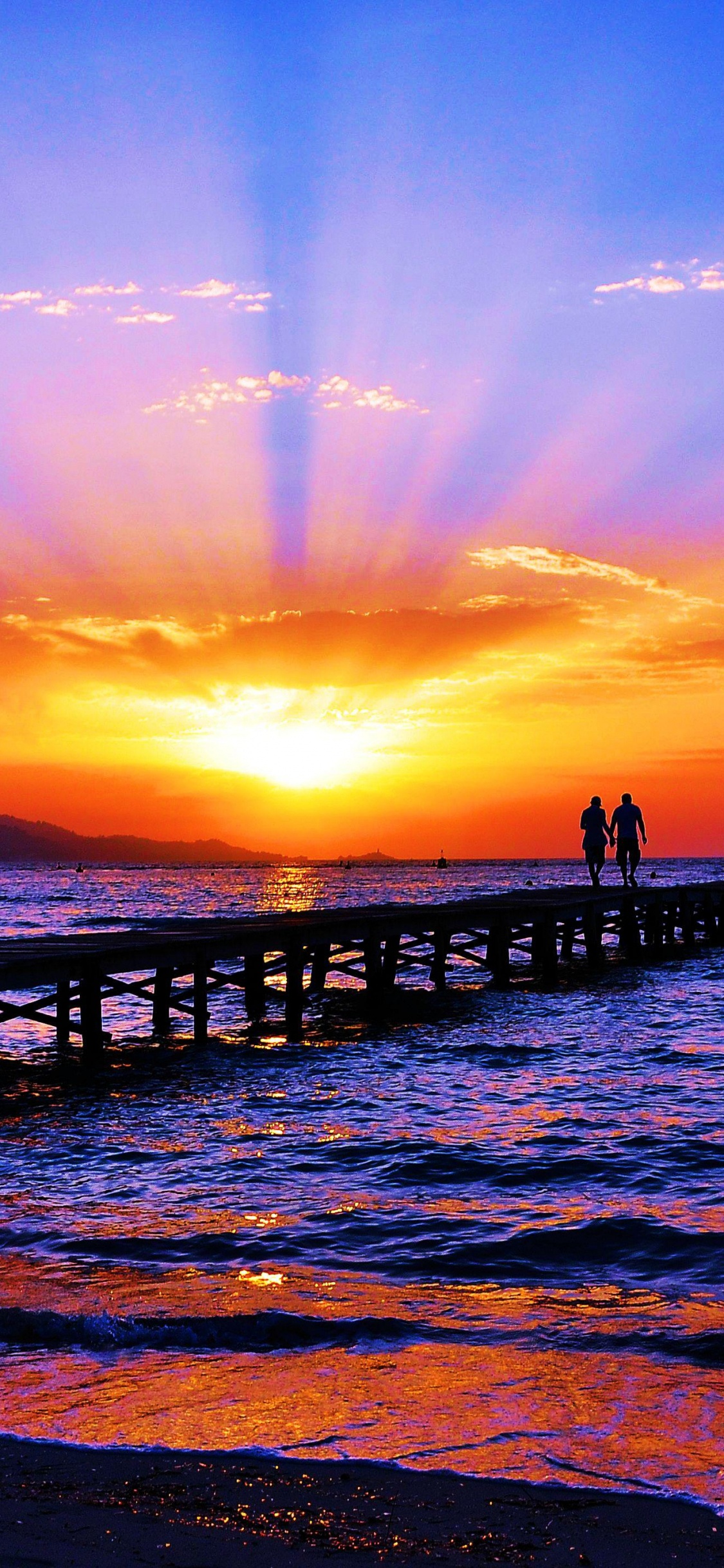 Обои закат, горизонт, море, послесвечение, океан в разрешении 1125x2436