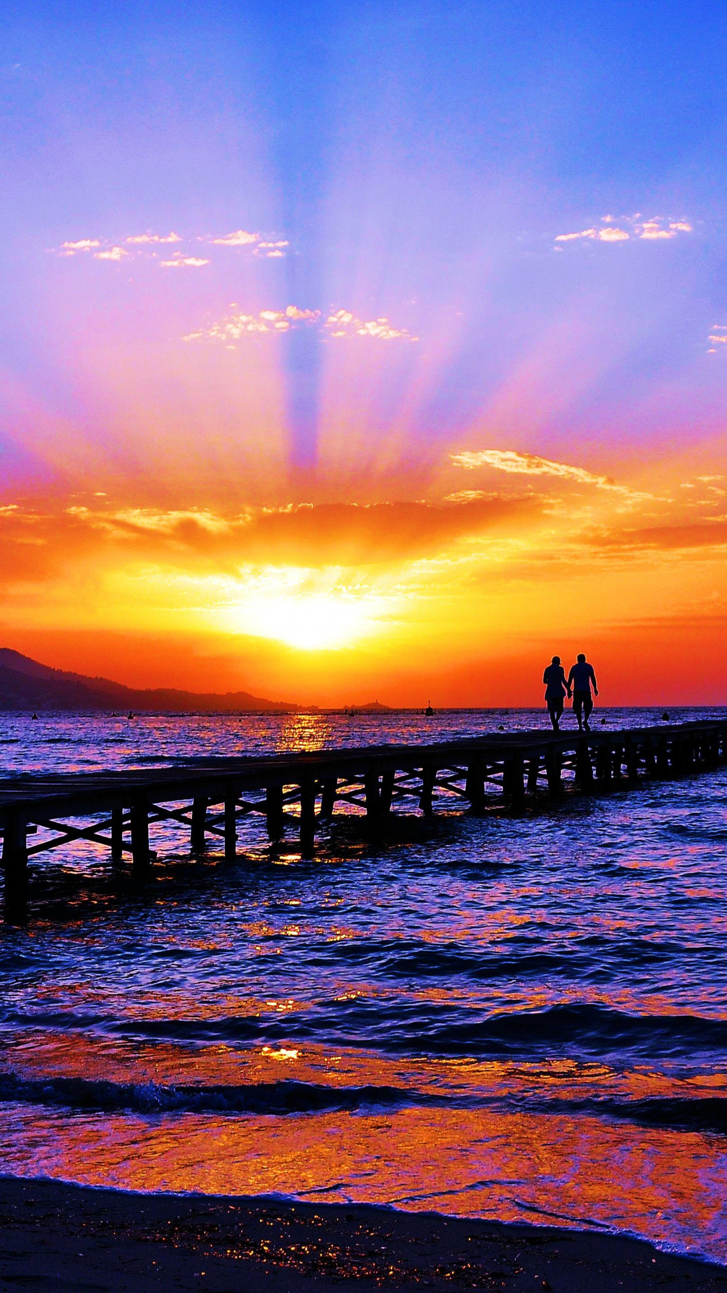 Обои закат, горизонт, море, послесвечение, океан в разрешении 1440x2560