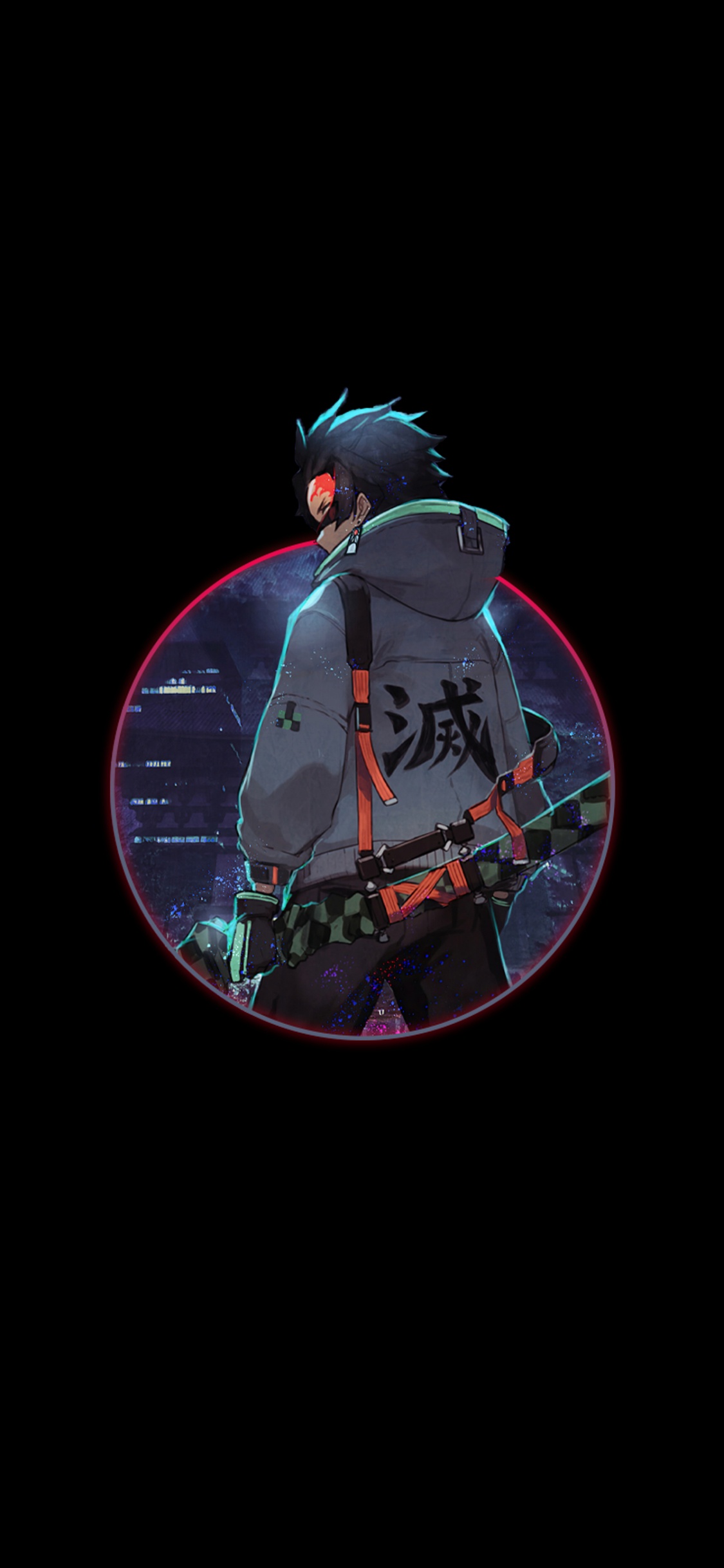 Обои аниме, амолед, Танджиро Камадо, убийца демонов kimetsu no yaiba, Незуко Камадо в разрешении 1125x2436