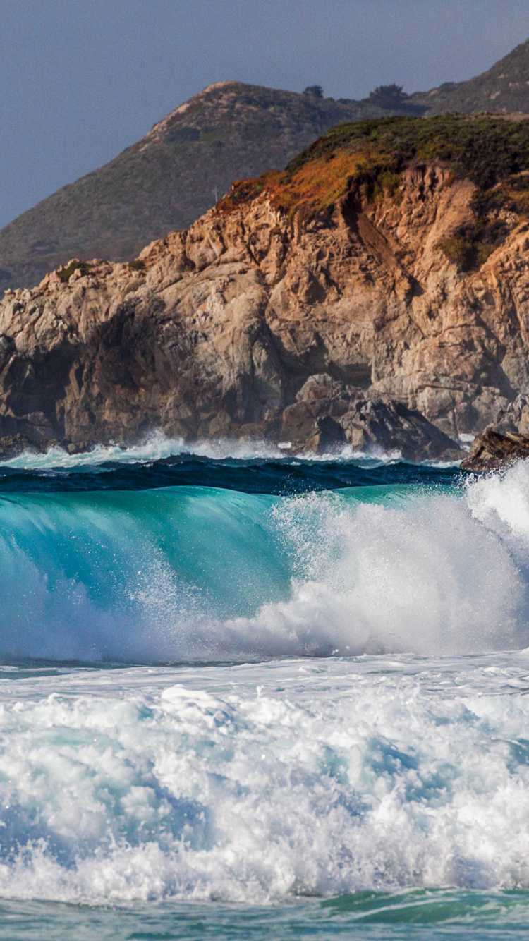 Обои волна, ветровая волна, океан, море, лед в разрешении 750x1334