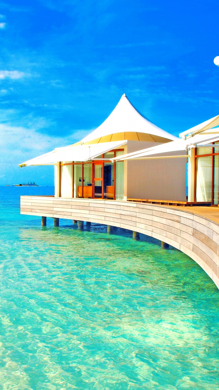 Обои прибежище, пляж, свойство, плавательный бассейн, отпуск в разрешении 720x1280