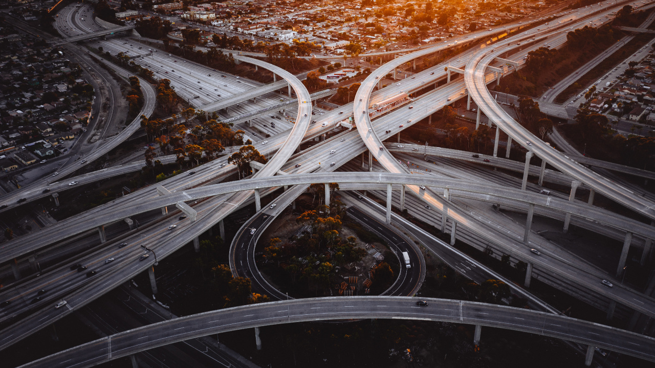 Обои транспортная инженерия, транспорт, инженерия, управление трафиком, Развязка Судьи Гарри Pregerson в разрешении 1280x720