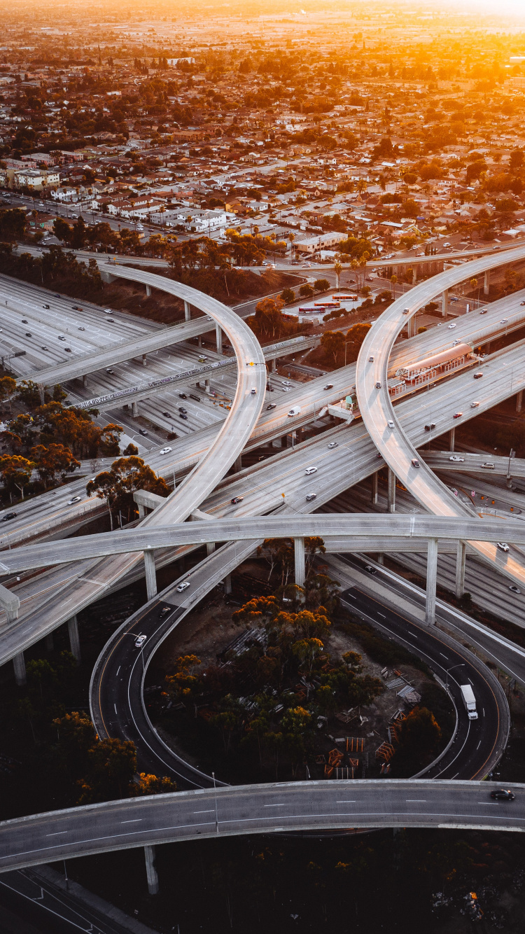 Обои транспортная инженерия, транспорт, инженерия, управление трафиком, Развязка Судьи Гарри Pregerson в разрешении 750x1334