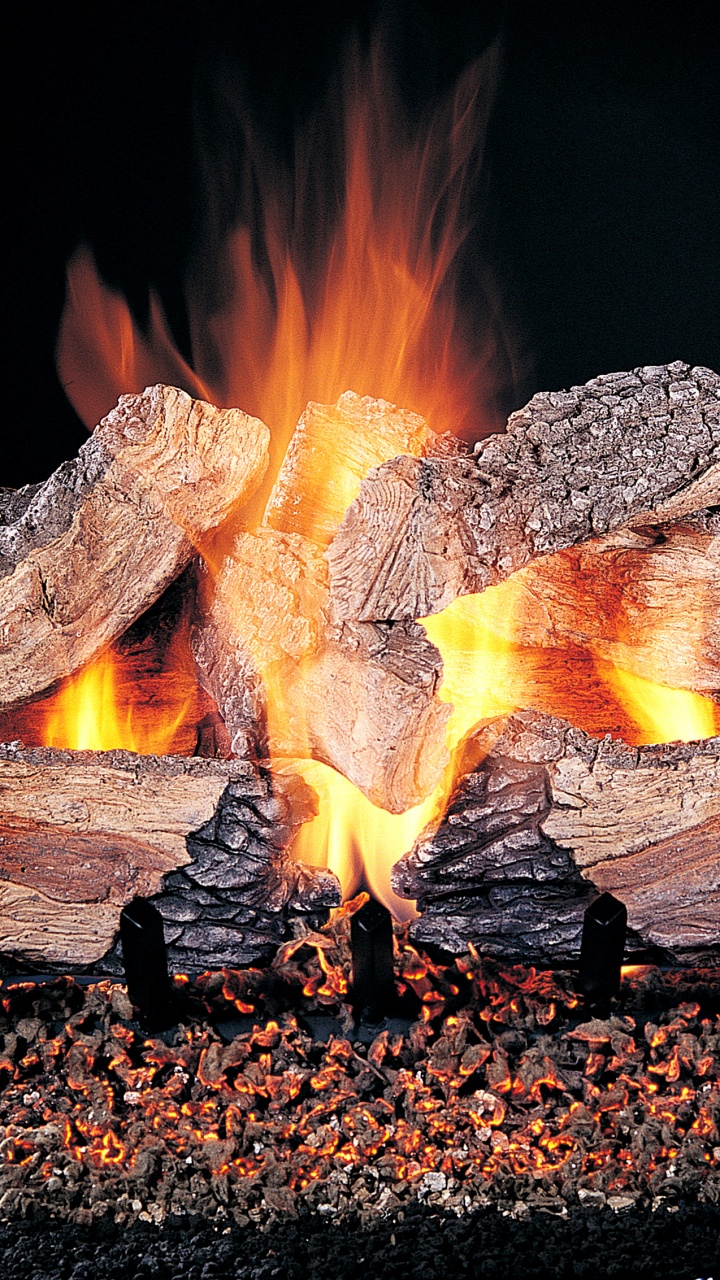 Обои камин, огонь, тепло, пламя, рок в разрешении 720x1280