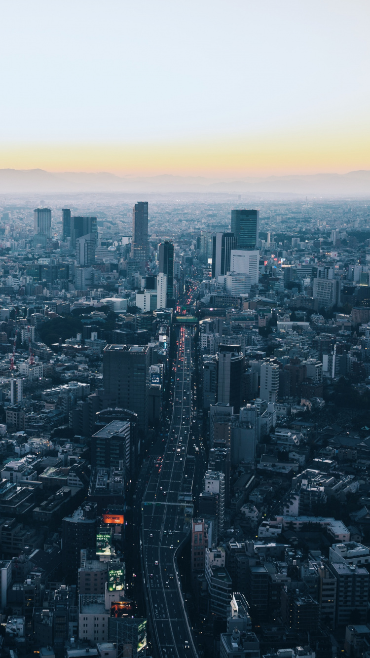 Обои городской пейзаж, городской район, город, метрополия, линия горизонта в разрешении 750x1334