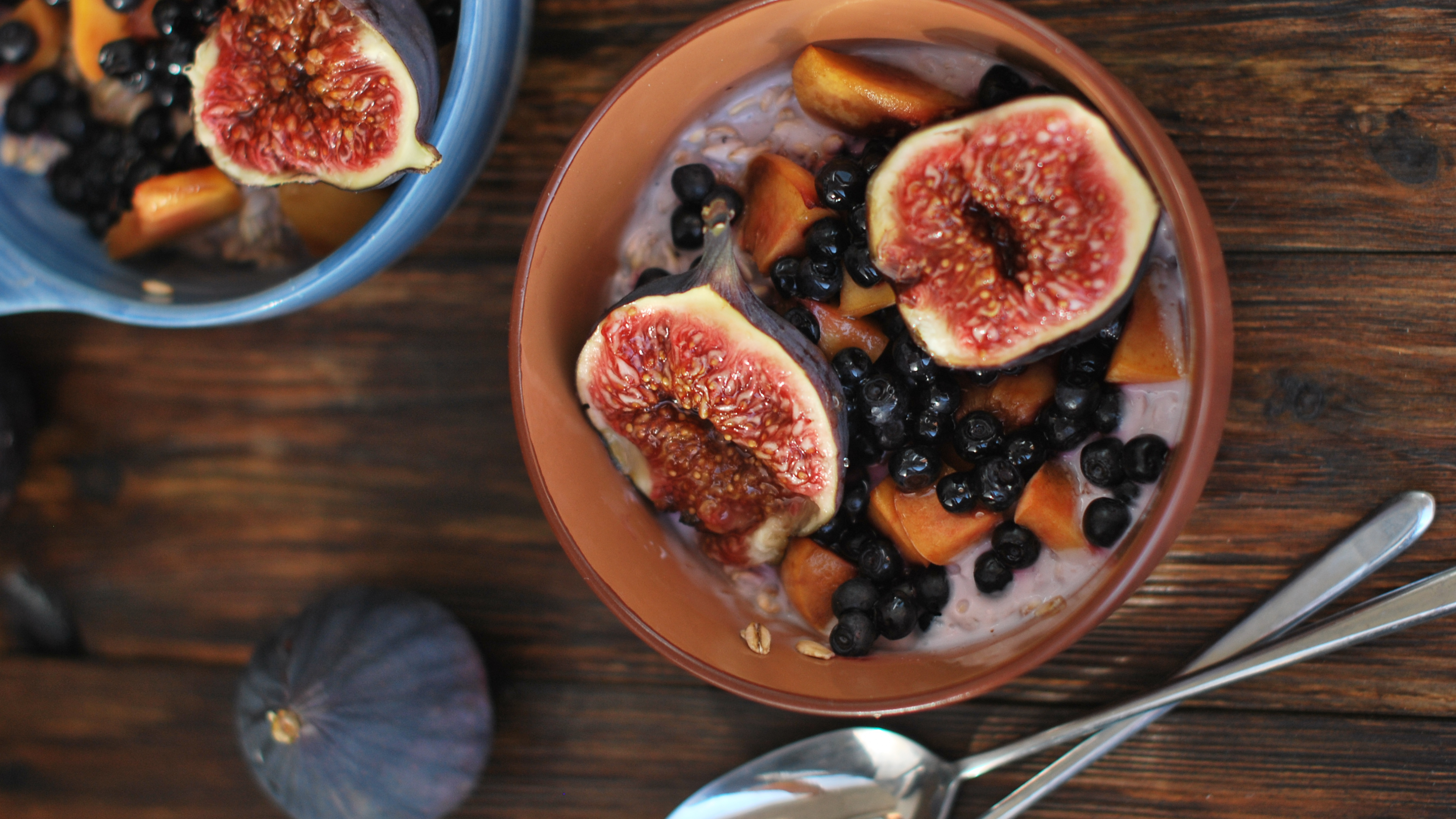 Обои завтрак, Общие фиг, фрукты, цинковая смородина, блюда в разрешении 3840x2160